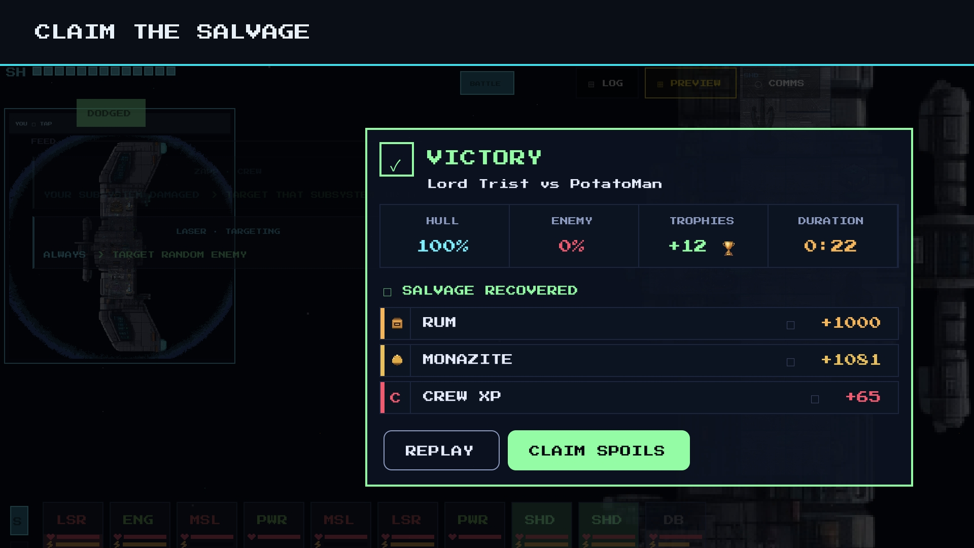 Claiming salvage after a battle in Starforge Horizons